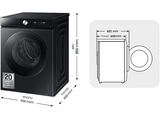 Lavadora secadora - Samsung WD90DB8B85GBU3, 9kg, 6 kg, QuickDrive™, AI EcoBubble™, Negro