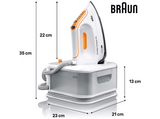 Centro de planchado - Braun CareStyle Compact Pro IS2561WH, 2400W, 1.5l, 6 bar, Golpe de vapor 400g/min, Suela EloxalPlus, Freeglide3D, Blanco/Naranja