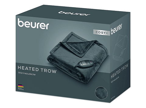 Manta eléctrica - Beurer HD1R Cosy, 100 W, 6 potencias, 150 x 130 cm, Tacto suave, Gris