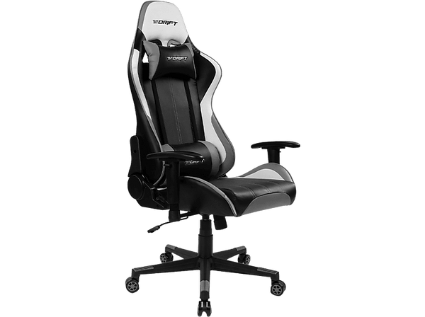 Silla gaming - Drift DR175, 2D (regulable en altura y anchura), Poliuretano, 150kg, Giratorio, Negro y Gris