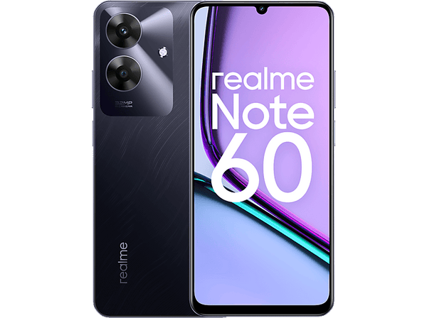 Móvil - realme Note 60, Negro, 128 GB, 6GB, 6.75" HD+, UNISOC T612 Octa-core, 5000 mAh
