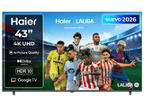 TV 4K 43 - Haier K85 Series H43K85GUX, 4K UHD HDR10, Google TV, AI Picture Quality, Gaming 120Hz, Negro