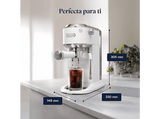 Cafetera express - De'Longhi Dedica Duo EC890.WI, 1450 W, 15 bar, 1.1 l, Función 2 tazas, Blanco