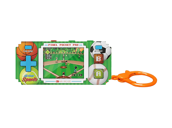 Consola retro portátil - My Arcade Pixel Pocket Pro All-Star Sports, 18 juegos de deportes, Llavero portátil
