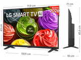 TV LED 32 - LG 32LB650B6LA, HD, Procesador Inteligente α5 AI Processor Gen9, Smart TV, DVB-T2 (H.265), Gris Oscuro