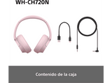 Auriculares inalámbricos - Sony WH-CH720NP, Cancelación ruido (Noise Cancelling), 35h, Carga Rápida, Con Asistente, Bluetooth, De Diadema, ANC, Rosa