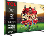 TV QLED 98 - TCL 98C655, UHD 4K, Quad Core, Smart TV, Google TV, Game Master 3.0, 144 Hz, Dolby Atmos, Brushed titanium metal front