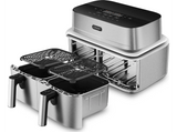 Freidora de aire - Cosori Iconic Dual, 8.6 l, 2700 V, 30 °C - 230 °C, Dual-Zone, Plata