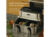 Freidora de aire - Cosori Iconic Dual, 8.6 l, 2700 V, 30 °C - 230 °C, Dual-Zone, Plata