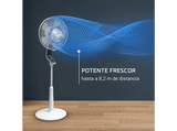Ventilador de pie - Rowenta Turbo Silence Extreme VU5690F0, 34 W, 1.4 m, 70 m³/min, 14 velocidades, Control remoto, Temporizador,  Blanco