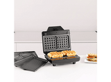 Sandwichera - Taurus Miami Legend Ver II, 3 placas desmontables e intercambiables: sándwich, grill y gofre, Antiadherente, 900 W, Plateado