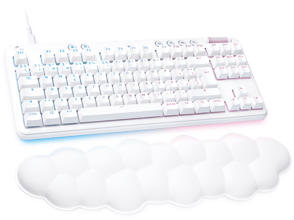 Teclado gaming - Logitech G G713 Tactile Aurora Collection, Táctil, Reposamanos, USB, Retroiluminación, Controles multimedia, RGB Lightsync, Blanco