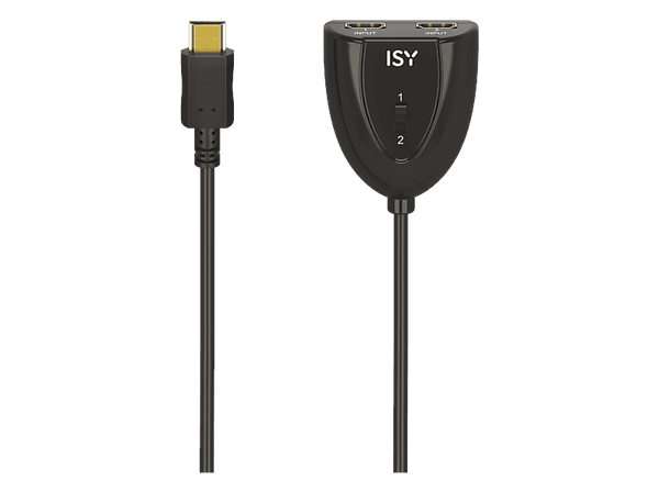 Adaptador cable - ISY IHD-9037, 2x HDMI input, 1x HDMI output, PVC, Máxima Resolución 720p, Negro
