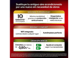 Aire acondicionado Split 1 x 1 - LG PLUSWF18X, 4300 fg/h, Gold Fin™, Tecnología Replace, Wi-Fi, Blanco