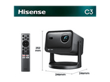 Proyector - Hisense C3, 3840 x 2160 píxeles, 25000 h,TriChroma UHD 4K, Hasta 300, Movimiento 360º,  Gris metalizado