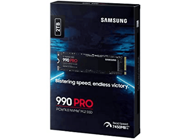 Disco duro SSD Interno 2 TB - Samsung 990 PRO MZ-V9P2T0BW, Interno, PCI Express 4.0, M2, 7450 MB/s, Negro
