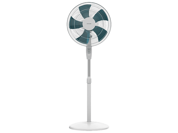 Ventilador de pie - Cecotec EnergySilence 515 WindLite Pro, 3 velocidades, Oscilación automática, 5 aspas aerodinámicas y máxima seguridad, Blanco