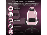 Silla gaming - Newskill Neith Zephyr, Reposabrazos 4D, Hasta 150 kg, Cojín cervical y lumbar, Rosa