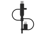 Cable USB - Belkin Cable Universal 3 en 1, USB-A, USB-C, Micro-USB, Lightning, 1 m, Negro