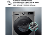 Lavadora secadora - LG F4DR7009AGS, Serie 700, 9 kg/6 kg, 1400 rpm, 14 programas, Inox antihuellas