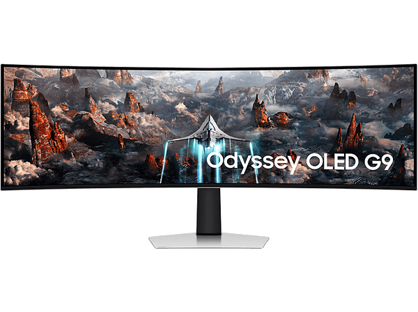 Monitor gaming - Samsung Odyssey G9 LS49DG910SUXEN, 49", DQHD, 144 Hz, 0.03 ms, OLED Curvo, Altura ajustable, Plata