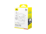 Cargador de pared - Baseus PALM, 30W, Kit con cable 60W y 100 cm, Carga ultrarrápida, Control de temperatura, Universal, Blanco