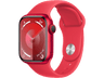 Apple Watch Series 9 (2023), GPS, 41 mm, Gesto de doble toque, Caja de aluminio roja, Correa deportiva (PRODUCT)RED, Talla M/L