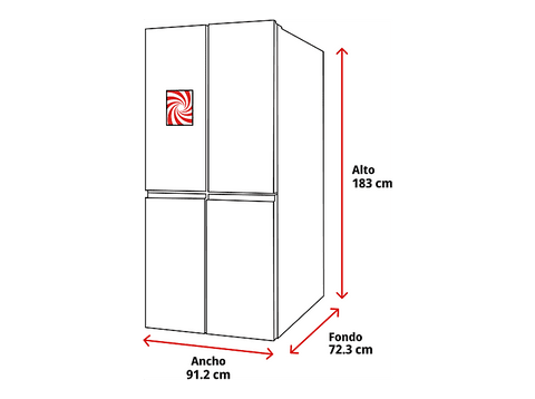 Frigorífico americano - Samsung RF65DG9H0ESREF, Triple Cooling, 183 cm, 636l, Dispensador de agua, Inox