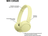 Auriculares inalámbricos - Sony WH-CH520, Bluetooth, 50 horas de autonomía, Carga rápida, 360 Audio, Conexión multipunto, Cascos diadema, Amarillo