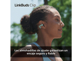 Auriculares True Wireless - Sony LinkBuds Clip, Estilo abierto, 3 modos de escucha, IPX4, Llamadas nítidas, 37 horas, IA, Táctil, iOS/Android, Verde