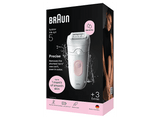 Depiladora - Braun Silk·épil 5 5-030, Piel suave duradera, Tecnología Microgrip con 28 pinzas, Wet&Dry, Blanco/Rosa