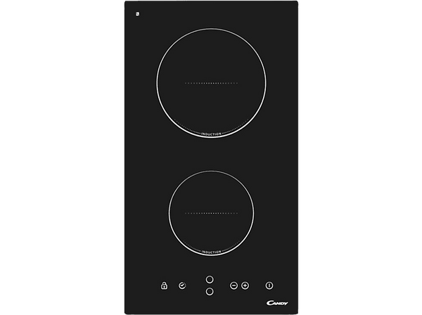 Encimera - Candy Dominó CDIC 30, Inducción,2 zonas, 9 potencias, Temporizador, 3,5 kw, Bloqueo seguridad,Negro