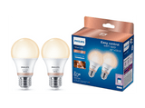 Bombilla inteligente - Philips PHI WFB 60W A60 E27 827-65 TW 2PF/6, Tonos blancos, Pack 2, 806 lúmenes, Blanco