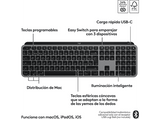 Teclado inalámbrico - Logitech MX Keys S para Mac, Bluetooth, Retroiluminación, Teclas personalizables, Multidispositivo, Accesos directos, Gris