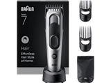 Cortapelos - Braun Series 7 HC7590, Memoria SafetyLock, 17 ajustes de longitud, 2 peines, Base de carga, 50 min autonomía , Gris