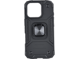 Funda - Isy ISC 6107, Compatible con iPhone 16 Pro, Resistente a Golpes, Soporte Plegable Integrado, Negro