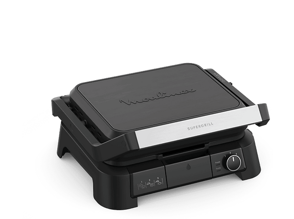 Grill - Moulinex Supergrill 3 en 1 GI5108, 2000W, 3 opciones de altura, placas extraíbles, 3 temperaturas, Apertura 180º, Inox