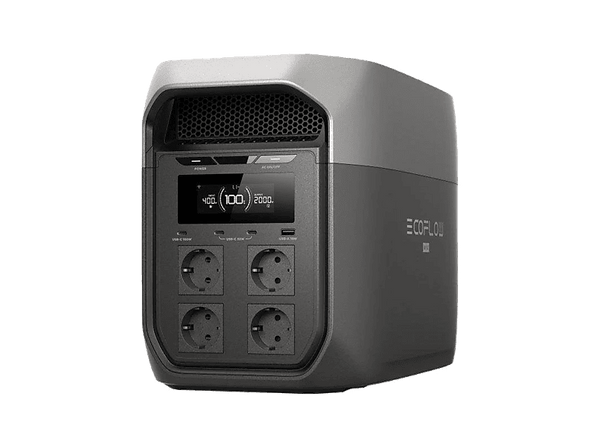 Estación de energía - EcoFlow Delta 3 Max, 2048Wh, USB-C, X-Boost, 9 Puertos salida, Negro y Gris