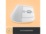 Ratón inalámbrico - Logitech Lift, Ergonómico, 4000 ppp, Botones personalizables, Multidispositivo, Windows-Mac, USB Logi Bolt, Blanco