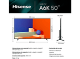 TV DLED 50 - Hisense 50A6K, UHD 4K, Quad Core/MT9602, Smart TV, Dolby Vision, Control por Voz, Negro