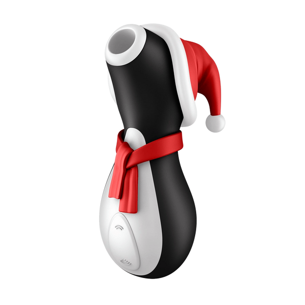 Succionador de clítoris - Satisfayer Penguin Holiday Edition, ABS y silicona, 11 intensidades, Sumergible, Blanco y negro