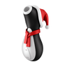 Succionador de clítoris - Satisfayer Penguin Holiday Edition, ABS y silicona, 11 intensidades, Sumergible, Blanco y negro