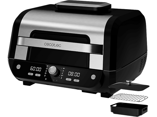 Freidora de aire - Cecotec Cecofry FireDome 8000 Pro, 1700 W, 8 l, Doble resistencia, 12 modos, 4 niveles de grill, Incluye 4 accesorios, Silver Black