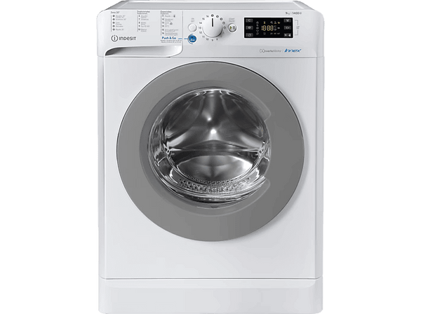 Lavadora carga frontal - Indesit BWE 91496X WS SPT N, 9 kg, 1351 rpm, 14 programas, Motor Inverter, Blanco