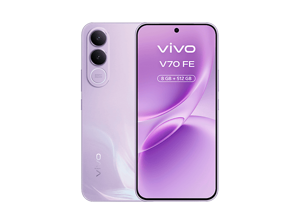Móvil - vivo V70 FE, Muse Purple, 512GB, 8GB RAM, 6.83" AMOLED, Dimensity 7360-Turbo, 7000 mAh