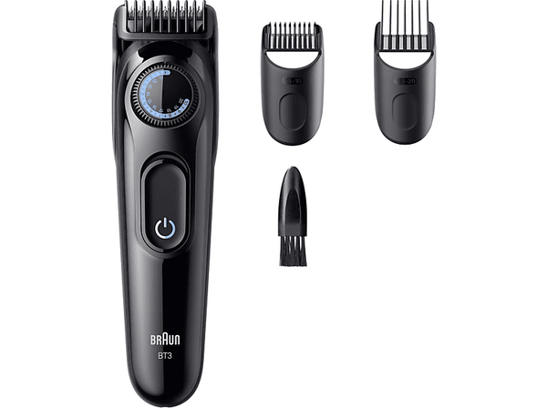 Barbero - Braun Series 3 BT3520, 2 peines para barba, 40 ajustes de longitud, Lámina ultra afilada, Negro