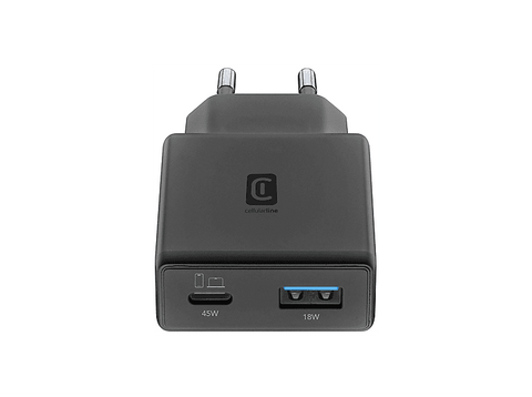 Cargador de pared - CellularLine Power Lite, 45 W, Universal, Negro