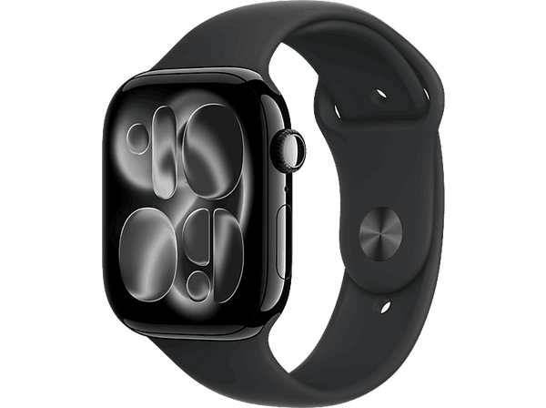 Apple Watch Series 11 (2025), GPS, 46 mm, Caja de aluminio Negro Azabache, Correa deportiva Negra, S/M, Calidad del sueño, 24h Autonomía