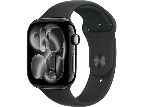 Apple Watch Series 11 (2025), GPS, 46 mm, Caja de aluminio Negro Azabache, Correa deportiva Negra, S/M, Calidad del sueño, 24h Autonomía
