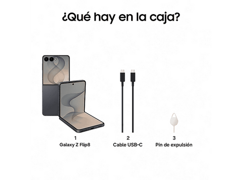 Móvil - Samsung Galaxy Z Flip8, Grafito, 256 GB, 12 GB RAM, 6.9